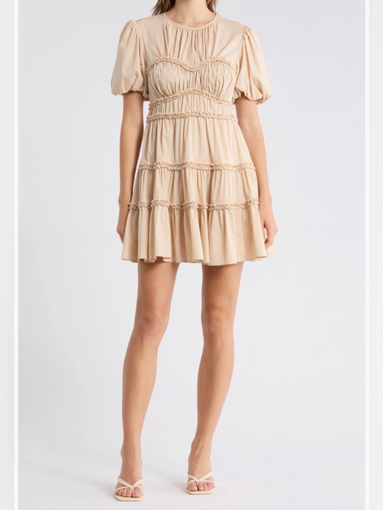 cinq a sept Dresses & Skirts - Cinq a Sept Women's Sirrina Puff Sleeve Cotton Blend Minidress Size 10 Blush